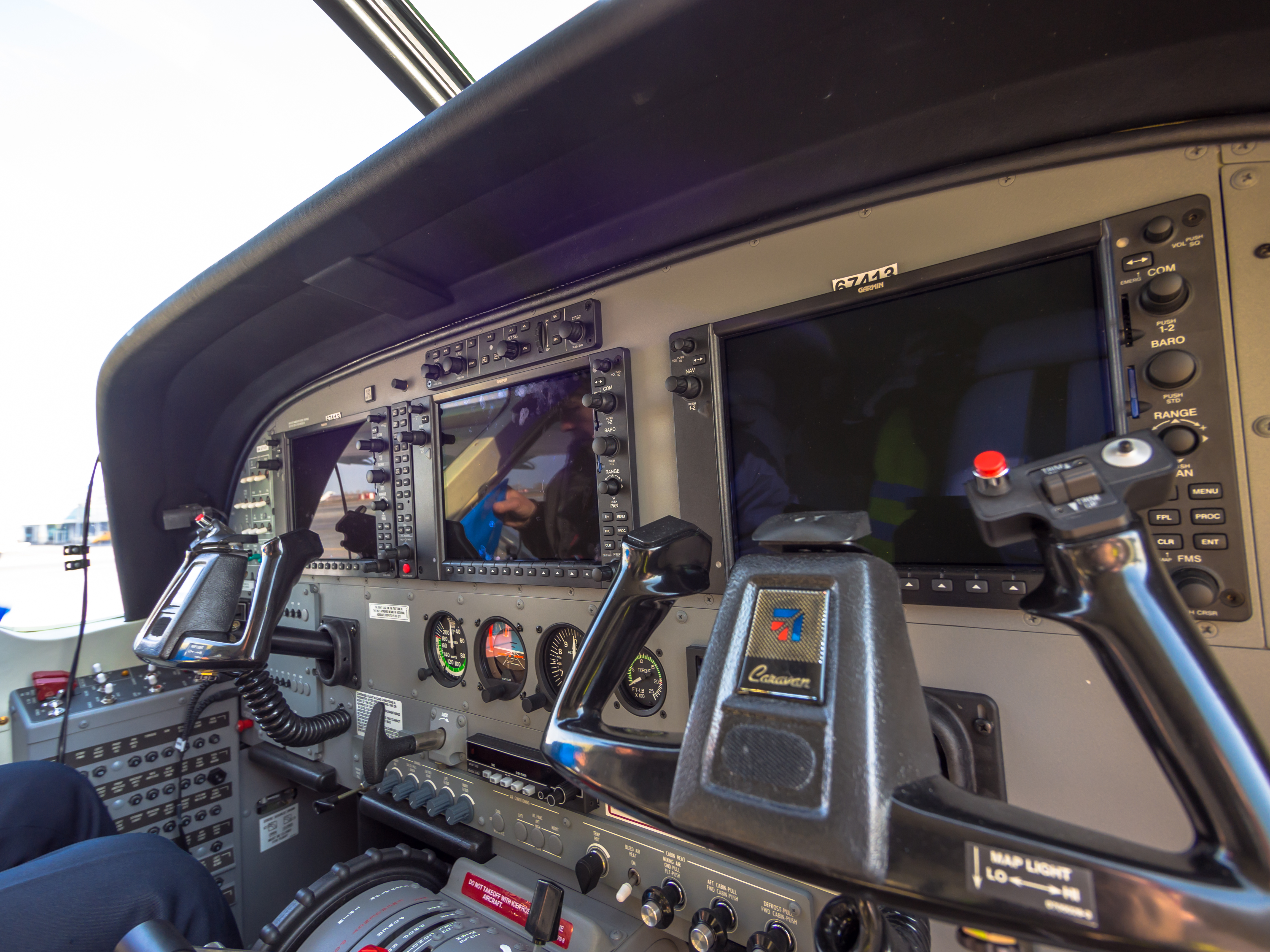 Full cockpit showing the location of the enlarged control panel