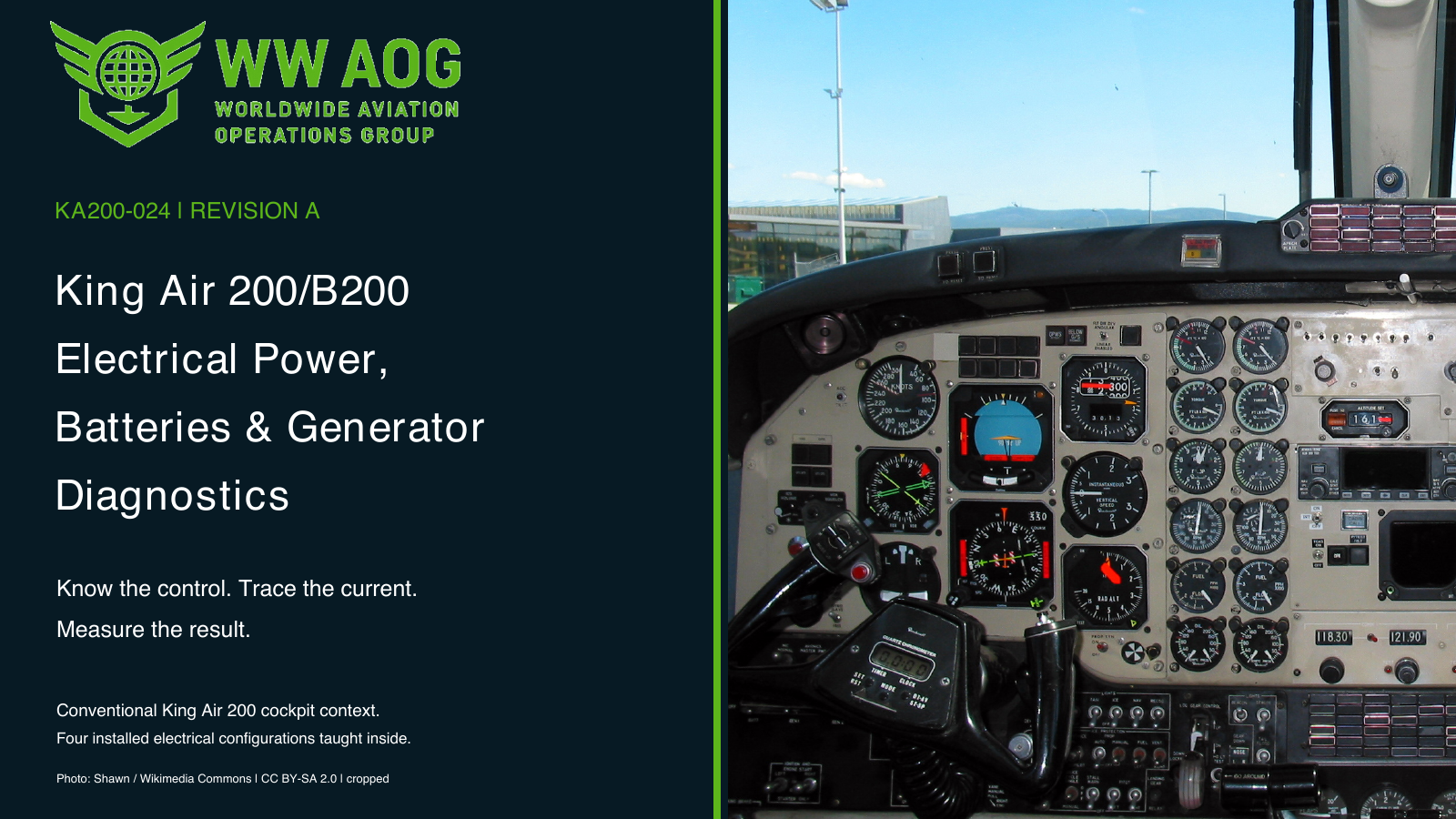 King Air 200/B200 Electrical Power, Batteries and Generator Diagnostics — WWAOG course cover