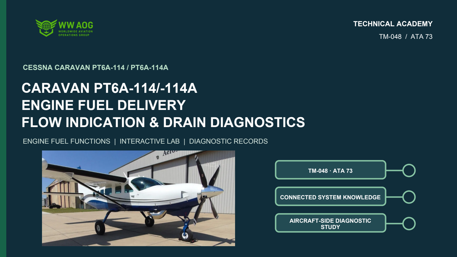 Caravan PT6A-114/-114A Engine Fuel Delivery, Flow Indication & Drain Diagnostics course cover